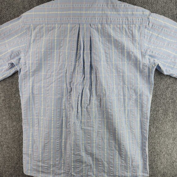 Brooks Brothers Seersucker Textured Short Sleeve XL Cotton Blue Plaid Woven - Picture 15 of 16